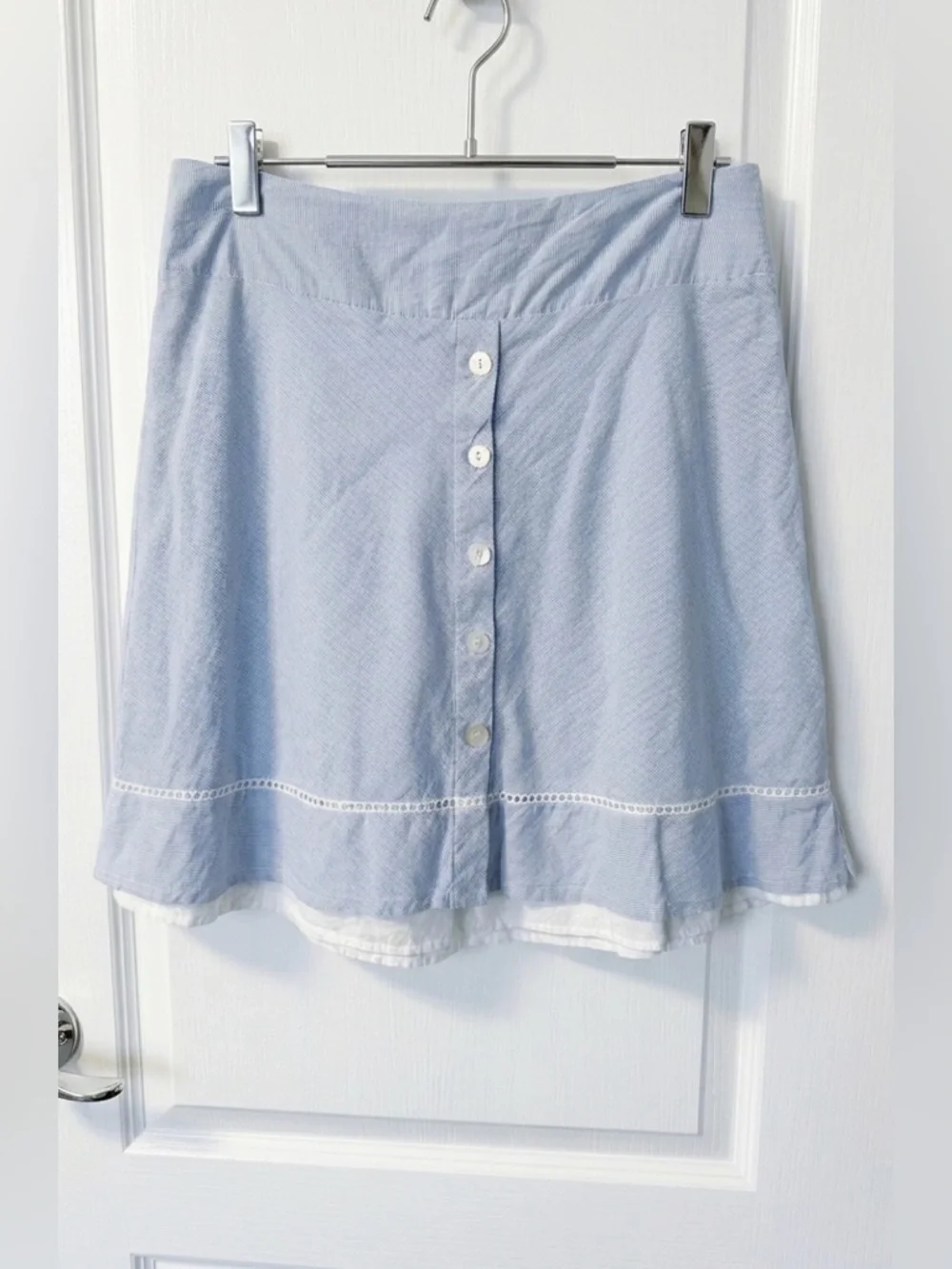 RW&CO. Blue Seersucker Button-Front Skirt - Picture 2 of 2